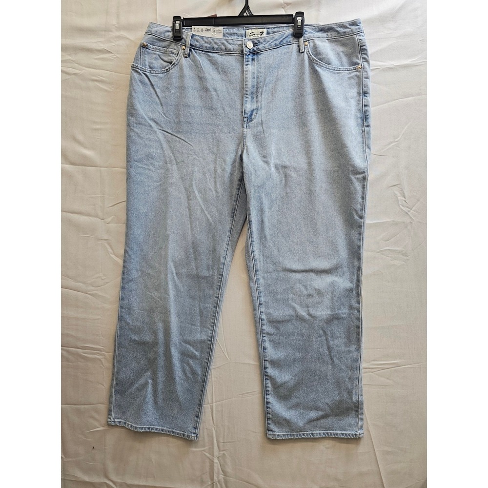 Seven7 Loose Straight Jeans High Rise Light‎ Wash Key West SX10341DE Womens 22W